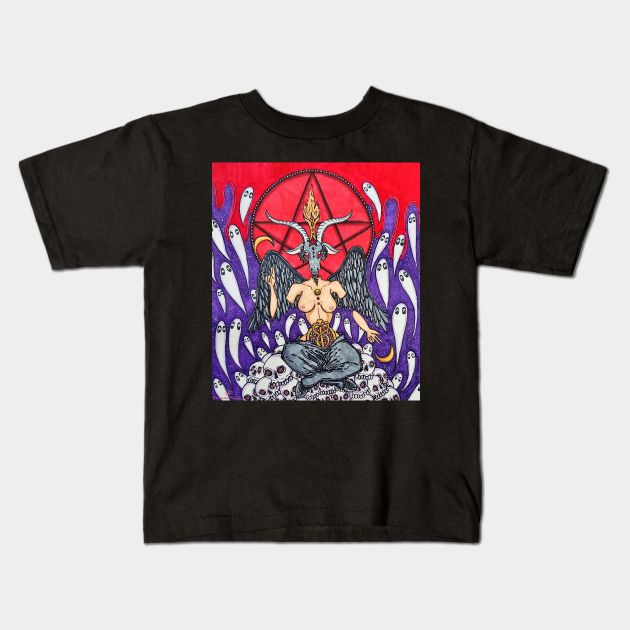 Baphomet Kids T-Shirt by nannonthehermit